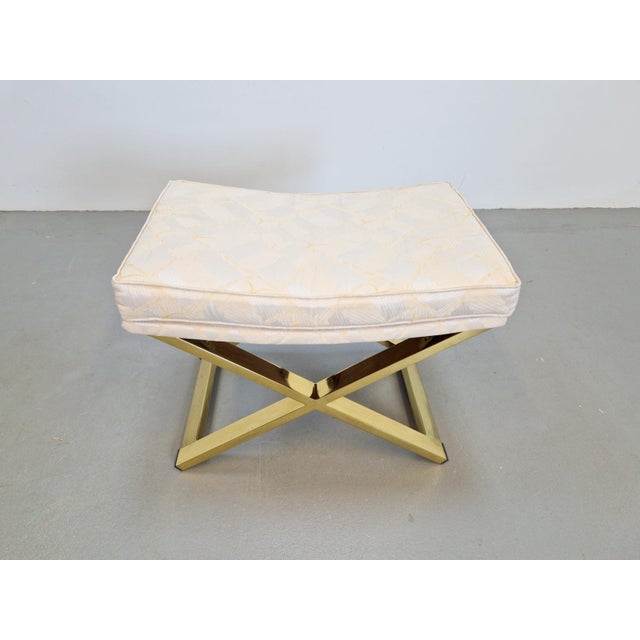 Vintage Brass Regency X Stool Gold Eclectic 1970s Makeup. Dimensions: height 45 cm, w 57 x d 37 cm. Seat height 45 cm. the...