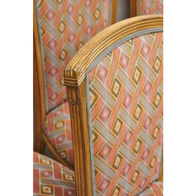 Late 20th Century French Art Deco Style Carved Wood Red Upholstered Dining Side Chairs - Set of 6 For Sale - Image 9 of 10