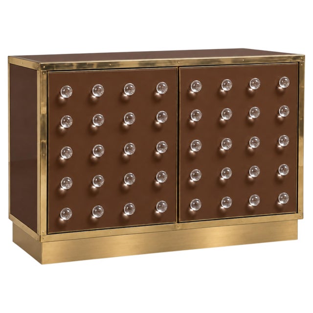 Brown Chocolate Brown Murano Glass Dry Bar on Brass Plinth from Justfurnituress SRL For Sale - Image 8 of 8