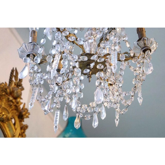 Small French 6-Light Chandelier in Crystal For Sale - Image 3 of 7