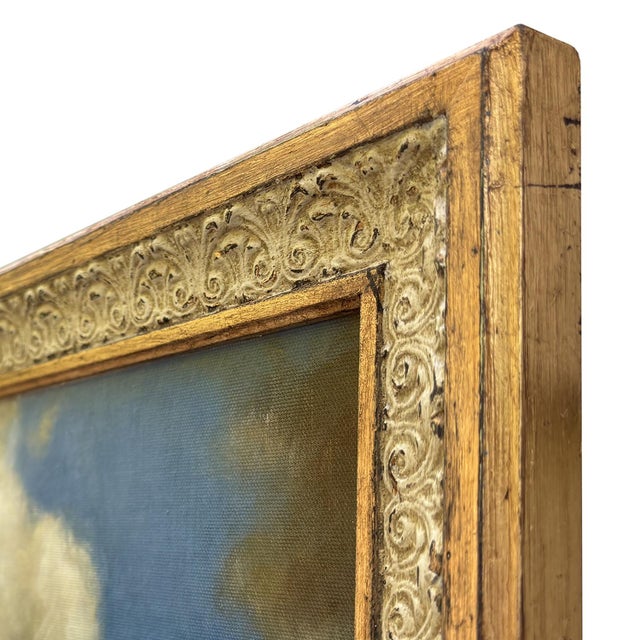 Contemporary " Cobalt Blue Sky" Oil Painting in Vintage Painted Frame For Sale In New York - Image 6 of 6