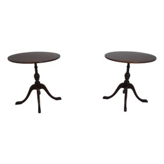 Pair of Stickley Renaissance Cherry Round End Tables For Sale
