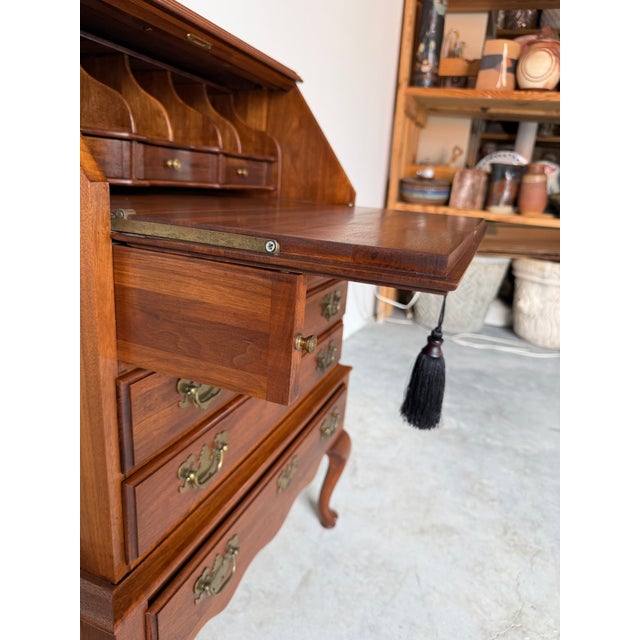 Vintage Queen Anne Style Solid Cherry Slant-Front Secretary Desk For Sale - Image 12 of 12