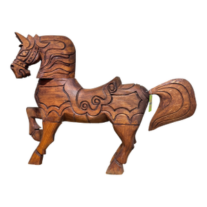 Monumental Wood Carved Witco Style Free Standing Horse
