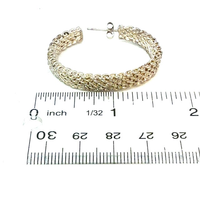 Tiffany & Co Somerset Hoop Earrings 1.75" Sterling Silver Estate For Sale In New York - Image 6 of 6