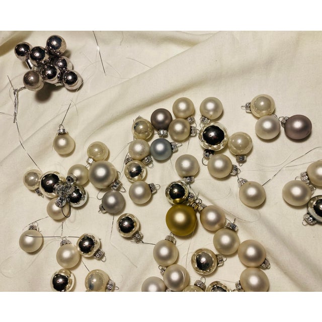 Christmas Ornament Collection Small Shiny & Matte Round Balls in Silver & Platinum For Sale - Image 4 of 8