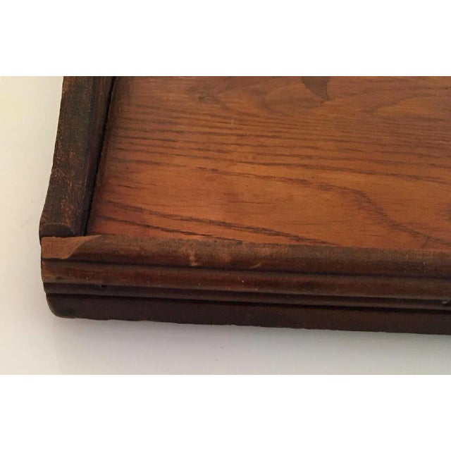 Emile Gale' French Cross De Lorraine Art Nouveau Marquetry Wood Tray For Sale - Image 9 of 10