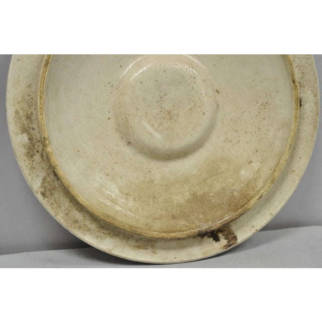 Antique American Primitive Salt Glazed Ceramic 15 Gallon Crock Pot Lid Cover For Sale - Image 13 of 15