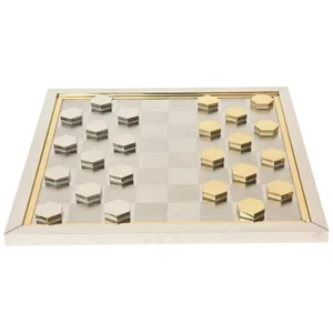 Vintage Romeo Rega Brass and Chrome Plated Sculptural Checkers Game, 1970's, Restored, Italy