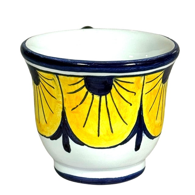 Ceramic Stratificata Espresso Cup & Saucer | Hand-Painted Italian Espresso Set From Deruta For Sale - Image 7 of 8