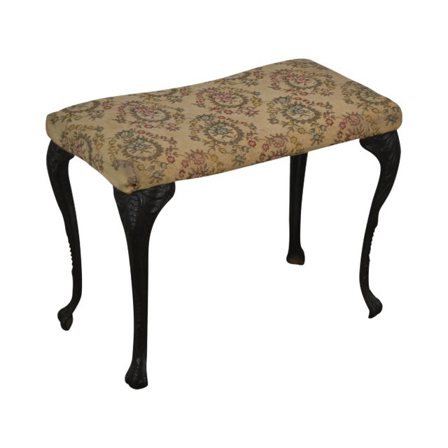 Antique Rococo Style Iron Leg Vanity Bench For Sale