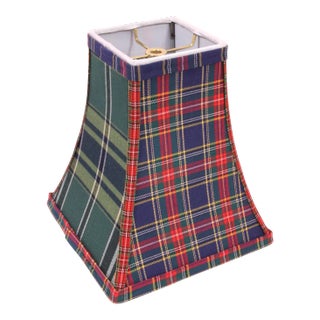 Plaid Fabric Flared Lamp Shade For Sale