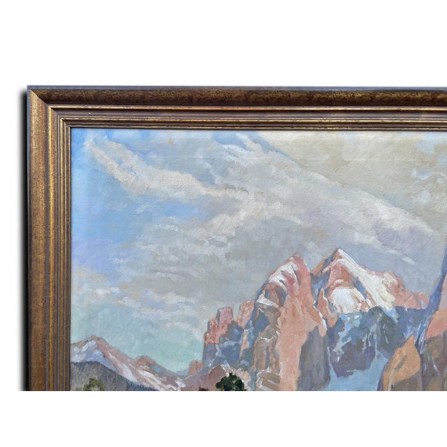 Eibsee and Zugspitze, Herzberg-Schönwald, 1923, Oil on Canvas For Sale - Image 6 of 17