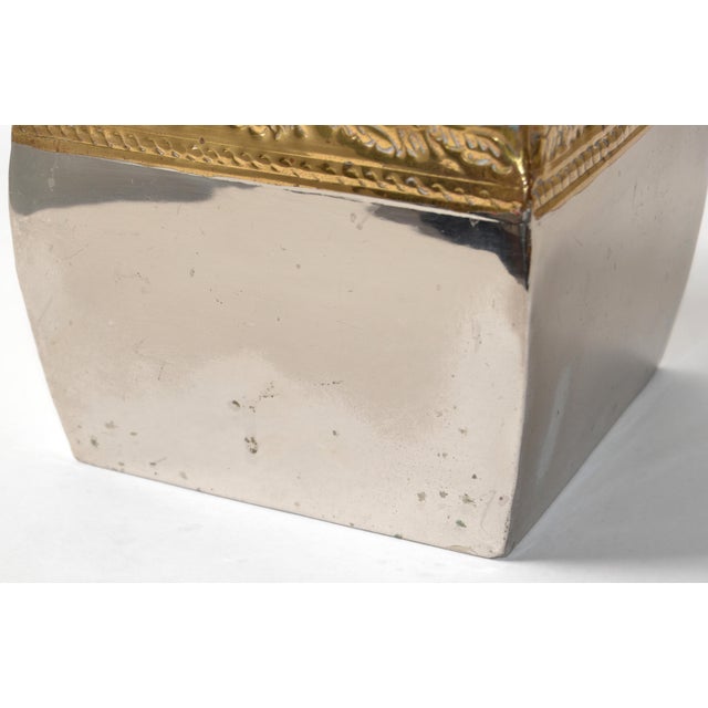 1970s Bohemian Hand Embossed Jewelry Gold Silver Tissue Box Cover Veratex India For Sale - Image 14 of 14