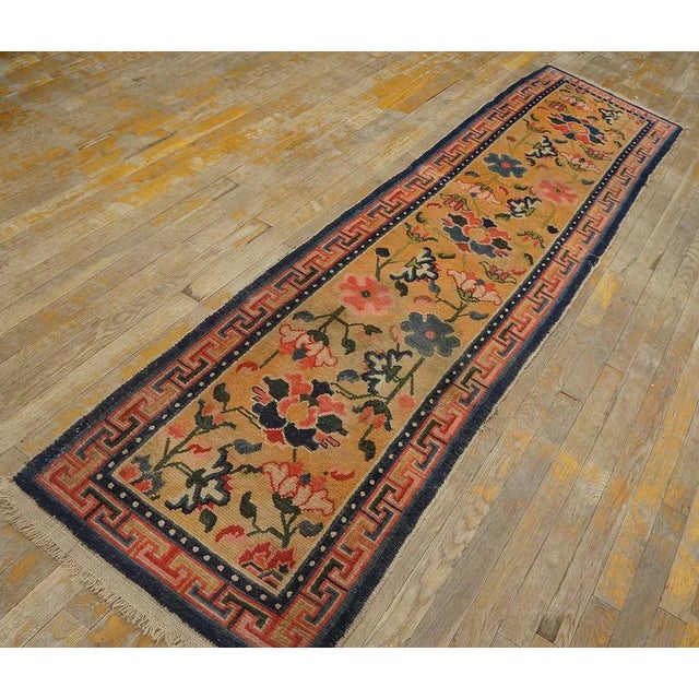 1920s Chinese Tibetan Carpet ( 2'1" x 8'4" - 64 x 255 cm 2'1" x 8'4" Antique Tibetan Chinese Geometric Knotted Rug,...