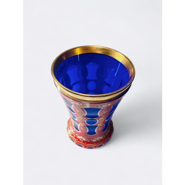 Splendid bomenian overlay glass vase, with a gold rim. Early 19th century. Literature: Arnold Busson, Biedermeier-...