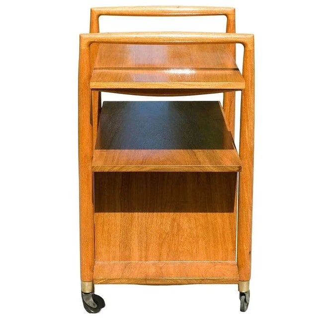 Mid-Century Three-Tier Bar Serving Cart W/ Storage Cabinet For Sale - Image 4 of 7