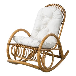 Bamboo Rocking Chair attributed to Dirk van Sliedregt for Rohe Noordwolde, 1970s For Sale