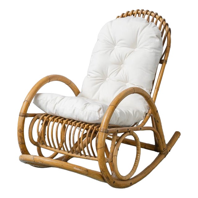 Bamboo Rocking Chair attributed to Dirk van Sliedregt for Rohe Noordwolde, 1970s For Sale