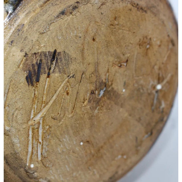 1970s Jean Hastings Earthen Textured Bottle Form Art Studio Pottery Vase For Sale - Image 11 of 12