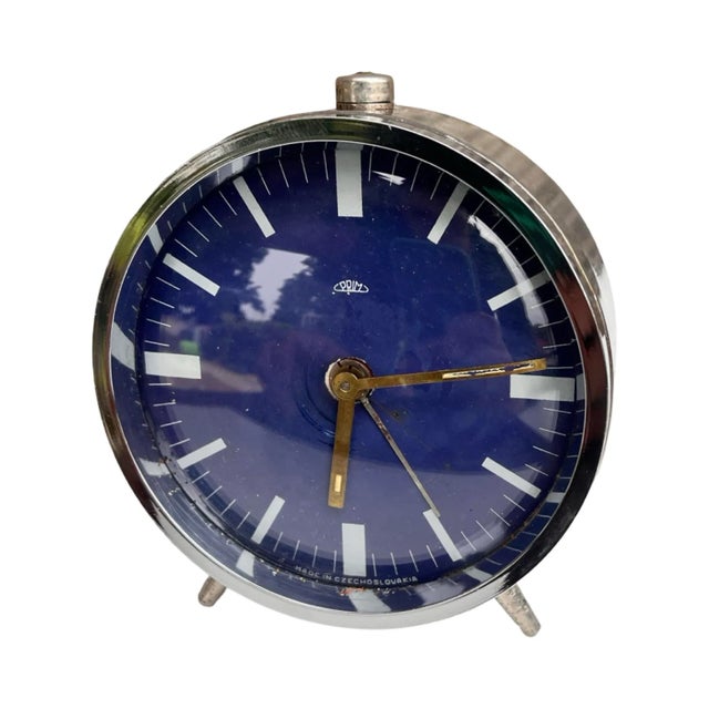 Prim Chrome Alarm Clock, Vintage Mechanical Clock, Czechoslovakia, 1970s. For Sale - Image 12 of 18