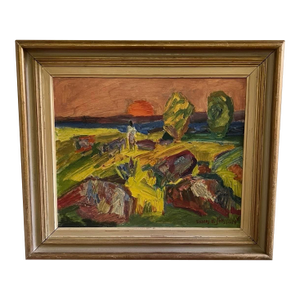 Vintage Swedish Oil Painting - Sunset Stroll by Anders Anton Jonsson