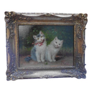 Sophie Sperlich, Victorian Cat, 1800s, Oil and Wood, Framed For Sale