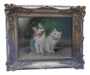 Sophie Sperlich, Victorian Cat, 1800s, Oil and Wood, Framed