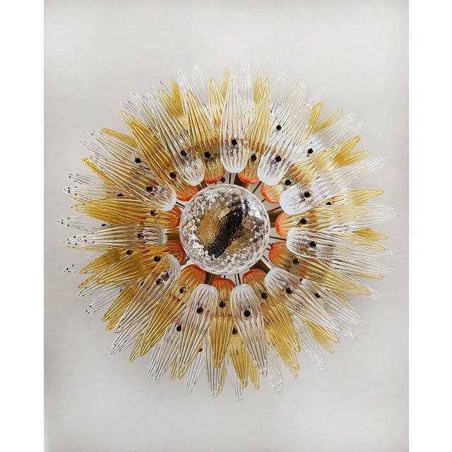 1990s Palmette Ceiling Light with Clear and Amber Glasses, 1990 For Sale - Image 5 of 18