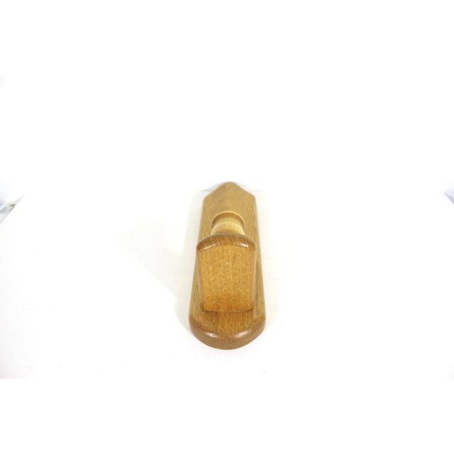 Width: 3.25 inches Height: 12 inches Depth: 4.25 inches This is a vintage honey coloured wood mid century modern candle...