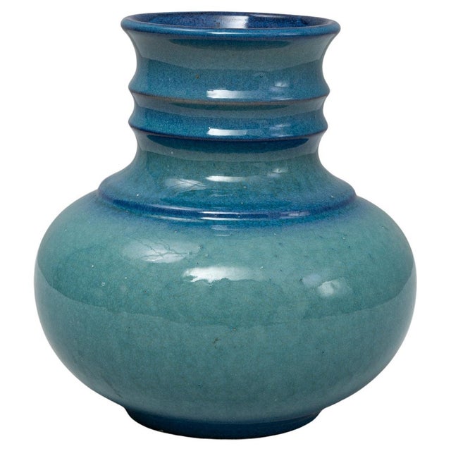 20th Century German Turquoise Ceramic Vase For Sale - Image 15 of 18