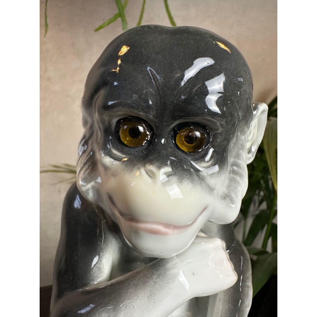 Ceramic Art Deco Monkey Lamp in Porcelain from Capodimonte, 1930s For Sale - Image 7 of 14