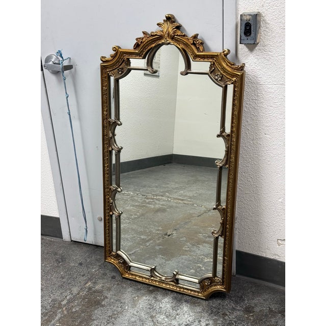 Glass Louis XV Style Gilt Baroque Wall Mirror, Vintage For Sale - Image 7 of 12
