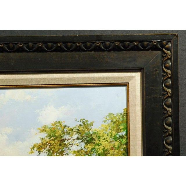 Textile Paul Guy Gantner "Morning Walk in Antibes" Original Painting With Custom Frame For Sale - Image 7 of 15