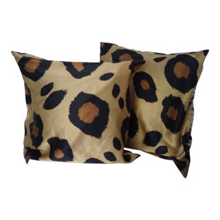 1990s Silk Leopard Pillow Covers - A Pair For Sale