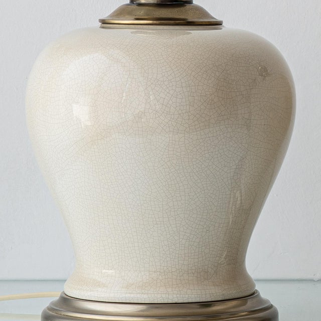 Cream Crackle-Glaze Ceramic Ginger Jar Table Lamps, France, 1980s, Set of 2 For Sale - Image 10 of 17