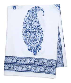 Malabar Large Paisley Tablecloth, 8-seat table - Deep Blue