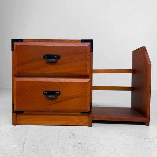 Small Japanese Desk Cabinet with Extendable Bookend, 1980s For Sale - Image 10 of 10