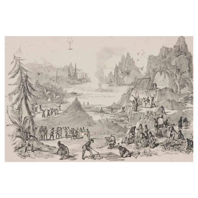 Gaetano Dura, Permanence in the Moon, Lithograph, 1836 For Sale