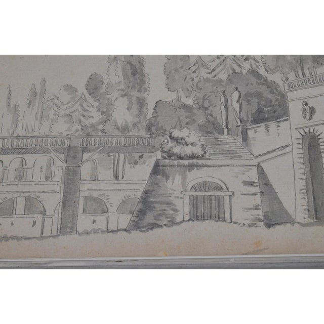 Early 19th Century Constant Bourgeois Du Castelet (1767–1841) Pair of Ink Wash Drawings — Views of Palaces in the Roman Countryside For Sale - Image 11 of 17