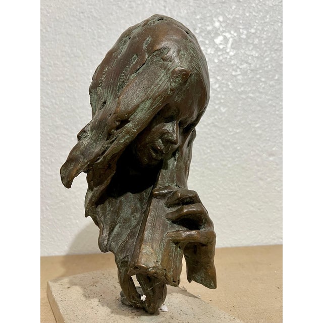 1970s Stanley Bleifeld, Bronze Sculpture American Modernist Art Stanley Bleifeld Girl with Bass or Cello, c.1970 For Sale - Image 5 of 8