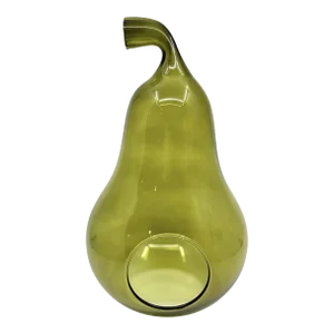 Midcentury Green Hand Blown Pear Shaped Glass Terrarium/ Art Glass