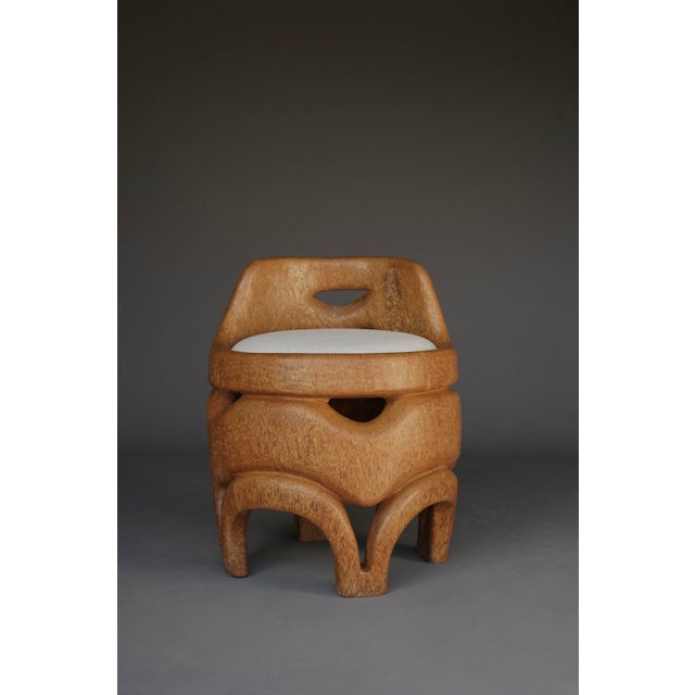 Hand-Carved Palm Wood Side Chair, 1970s For Sale - Image 3 of 13