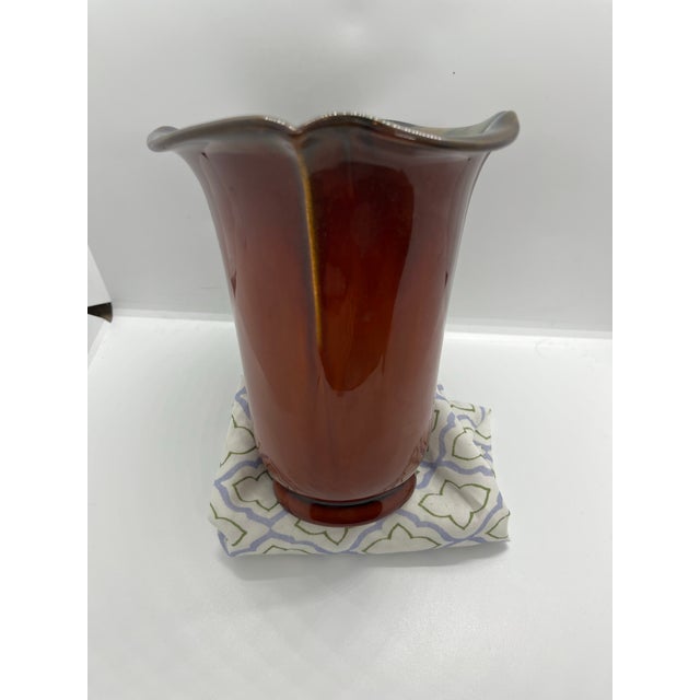 Burnt Umber 1932 Rookwood Coromandel Squeeze Bag Drip Vase #6314 For Sale - Image 8 of 9