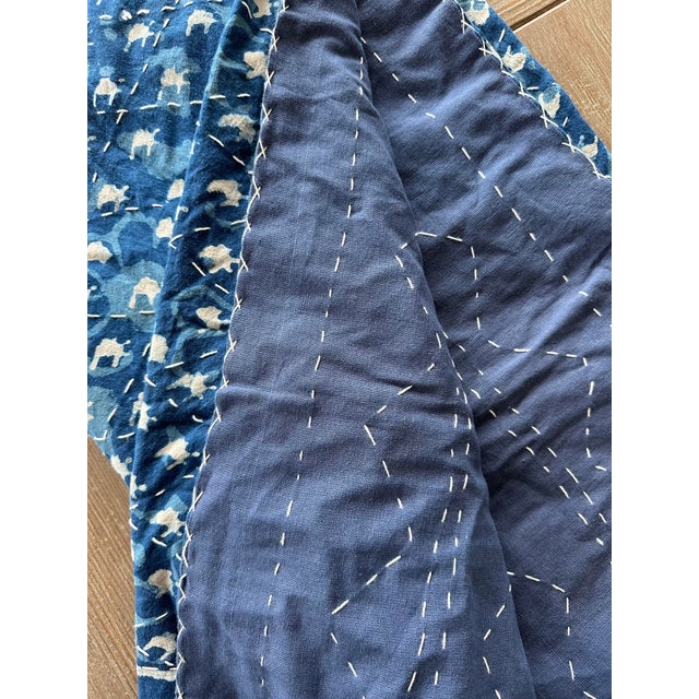 2000 - 2009 Vintage Quilted Indigo Blanket For Sale - Image 5 of 7