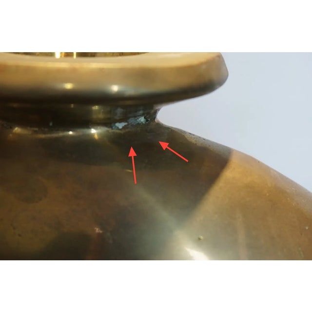 Dolbi Cashier Vintage 1980s Dolbi Cashier Brass Globe Vase With Botanical Relief For Sale - Image 4 of 11