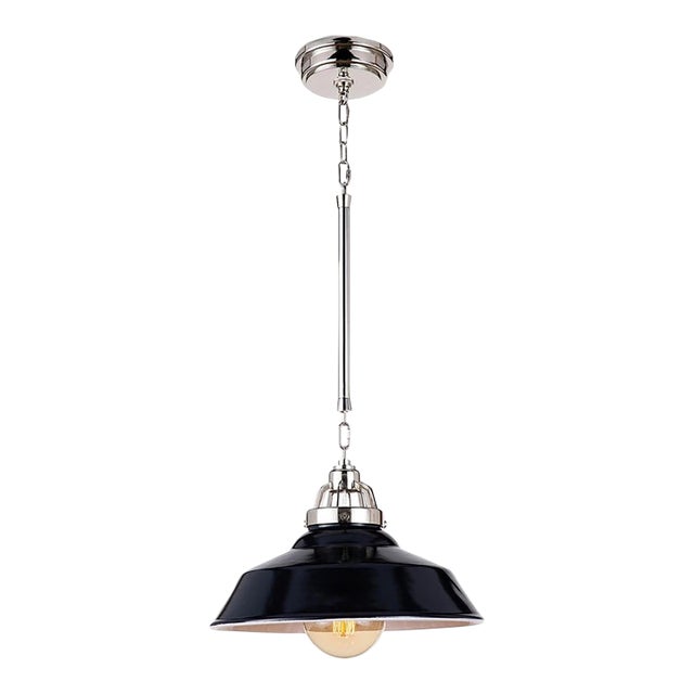 Regina Andrew Maine Large Navy Blue & Nickel Ceramic Pendant Light For Sale