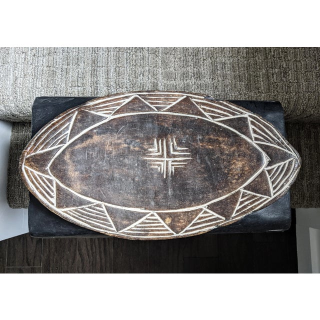 1990s Vintage African Carved Bamileke Pedestal Stool For Sale - Image 9 of 10