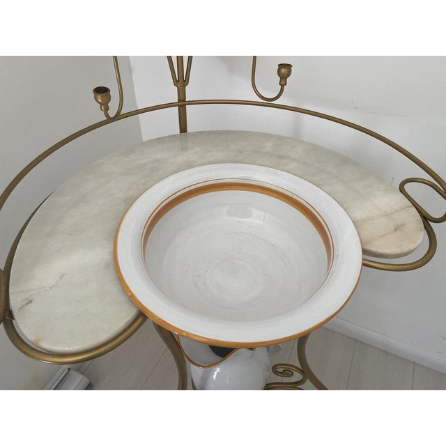 Italian Marble Washing Table with Mirror, 1980s For Sale - Image 4 of 12