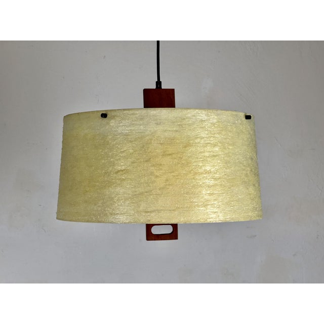 Vintage Pendant Lamp in Teak and Fiberglass by Erco, 1960s For Sale - Image 11 of 15